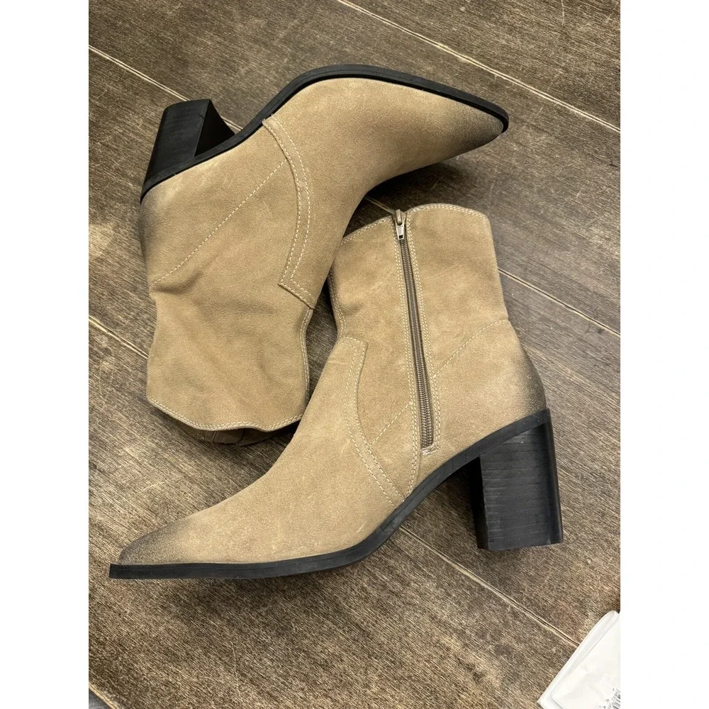 BP Surina‎ Western Booties In Tan Smoke Leather Upper Size 11 Women's Boots NEW